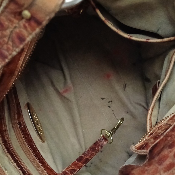 Brahmin Croc & woven canvas shoulder bag hobo - Picture 15 of 16